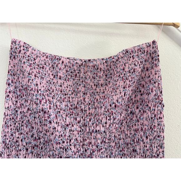 Nicholas Revolve Smocked Floral Midi Skirt Womens 6 Cottagecore Whimsy Pink READ - Picture 11 of 14